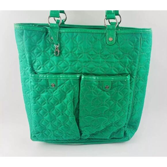 Vera Bradley Shoulder Bag Satchel Large Multi Compartment Green Solid Wedding Ri - Picture 1 of 14